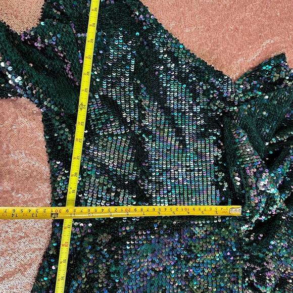 Lavish Alice mermaid Sequin One Shoulder Ruffle front Cocktail Dress Sz 2, Trend - Picture 6 of 12
